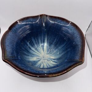 Bill Campbell Drip Glaze Pottery Bowl Signed 8 5/8" Vintage